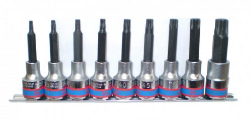 9 részes 1/2˝-os torx bitfejkészlet  L=80mm, sínen  4119PR10