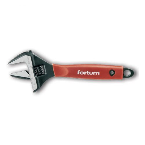 FORTUM állítható villáskulcs BW sorozat, 22,5 fok,61CrV5, gumírozott markolat; 212mm, / 8", foszfátozott, 0-38mm állítási tarto